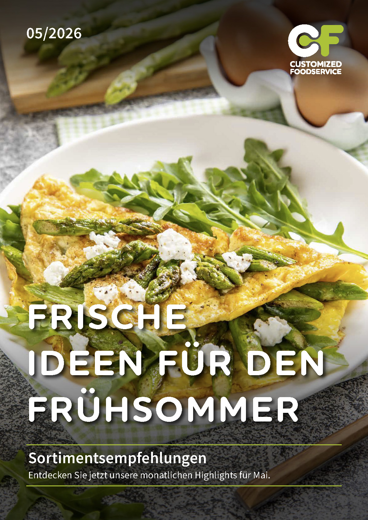 Sortimentsempfehlung Mai 2026, Seite 1: saisonale Produkte, aktuelle Angebote und ausgewählte Lebensmittel für Gastronomie und Großverbraucher