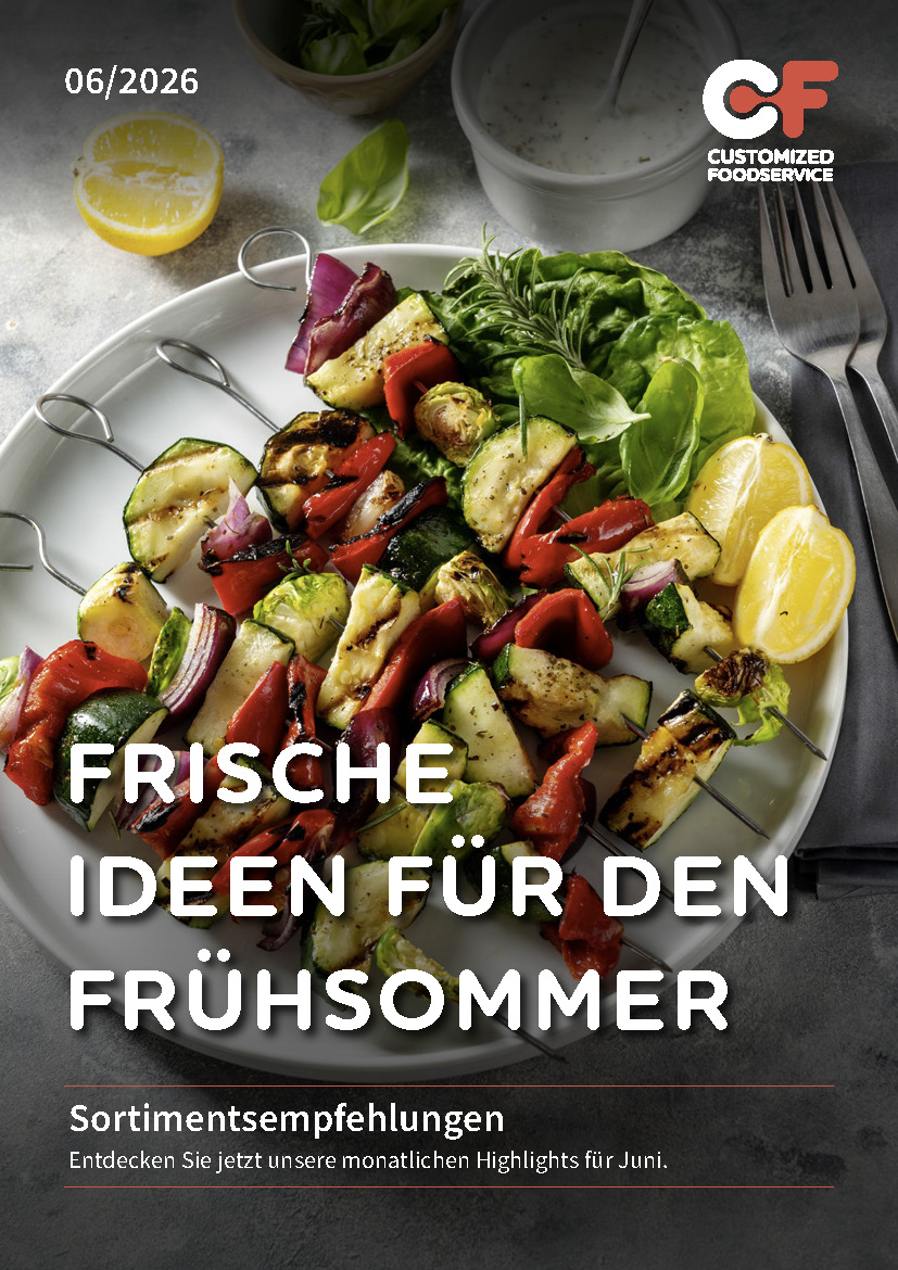 Produktflyer Juni 2026, Seite 1: saisonale Empfehlungen, aktuelle Angebote und ausgewählte Lebensmittel für Gastronomie und Großverbraucher