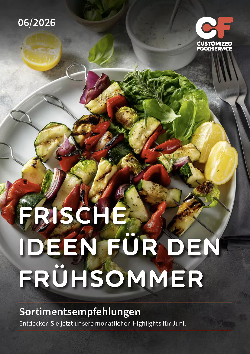 Produktflyer Juni 2026, Seite 1: saisonale Empfehlungen, aktuelle Angebote und ausgewählte Lebensmittel für Gastronomie und Großverbraucher